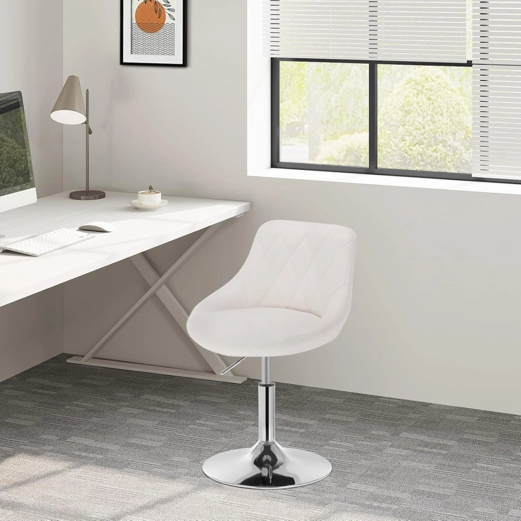 Set di 2 Casa Sedia Alta per Cucina con Schienale in PU, senza Poggiapiedi, l'altezza può essere regolata tra 42-58 cm, Bianco, BH241ws-2