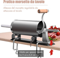 3kg Insaccatrice per Salsiccia Macchina per Salsicce Insaccatrice Manuale in Acciaio Inossidabile, Salsicce Siringa con 4 Tubi di Riempimento
