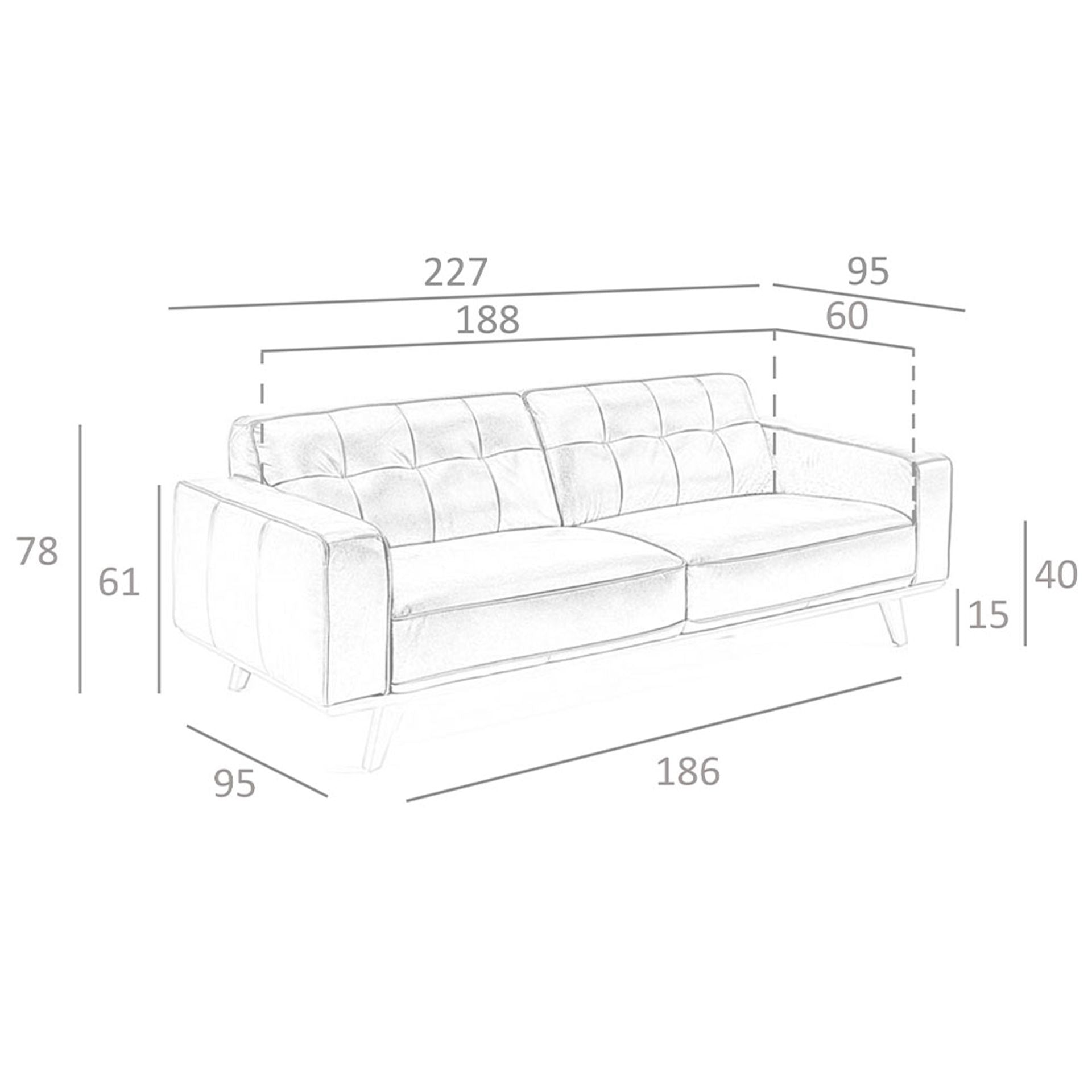 Divano Chester a 3 posti in pelle sabbia
