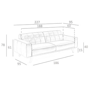 Divano Chester a 3 posti in pelle sabbia