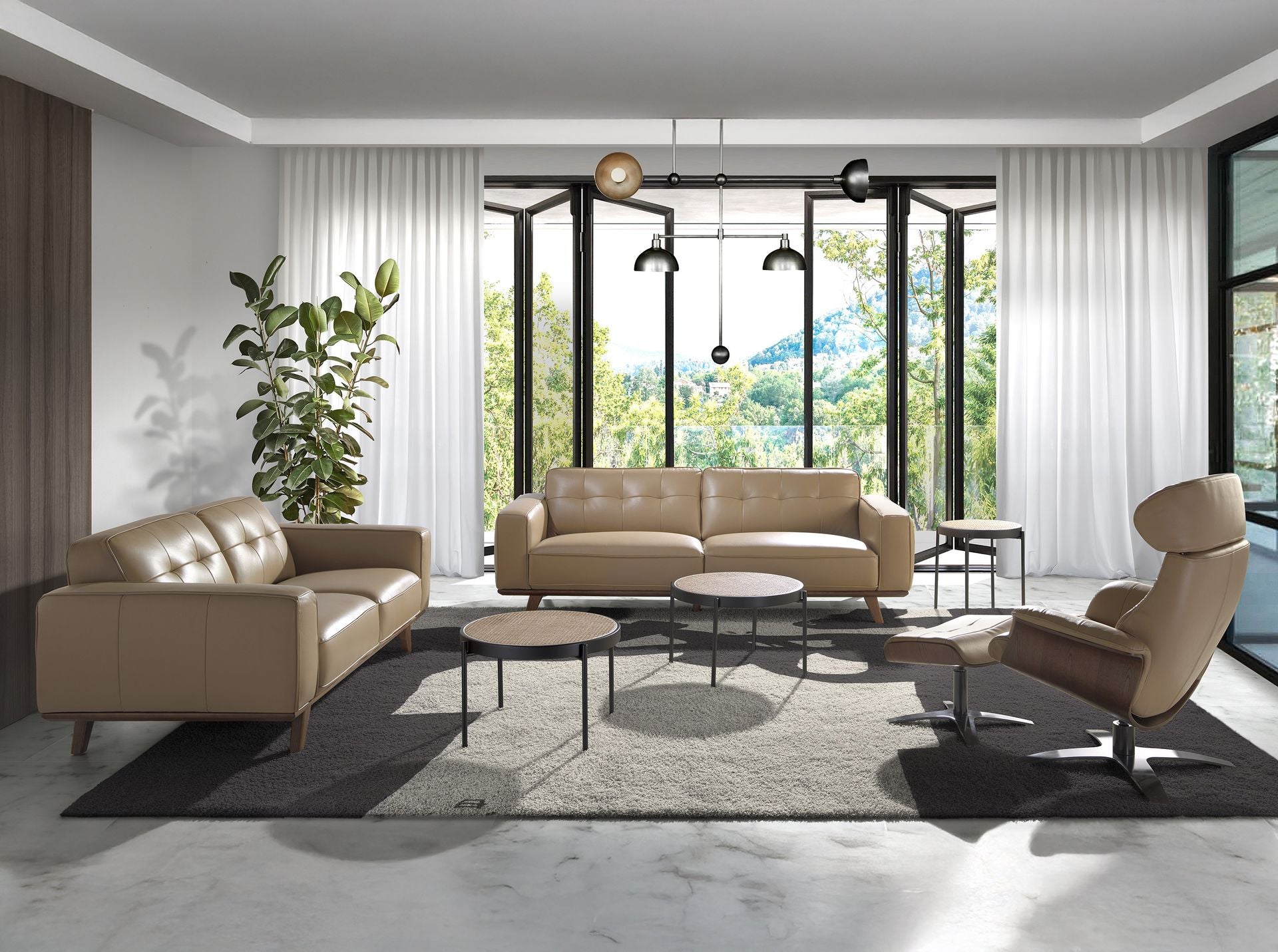 Divano Chester a 3 posti in pelle sabbia