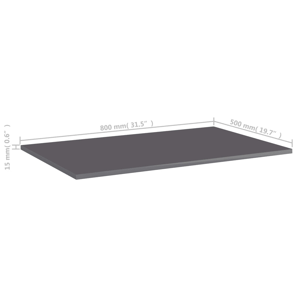 Ripiani per Libreria 4 pz Grigio Lucido 80x50x1,5 cm Truciolato cod mxl 59806