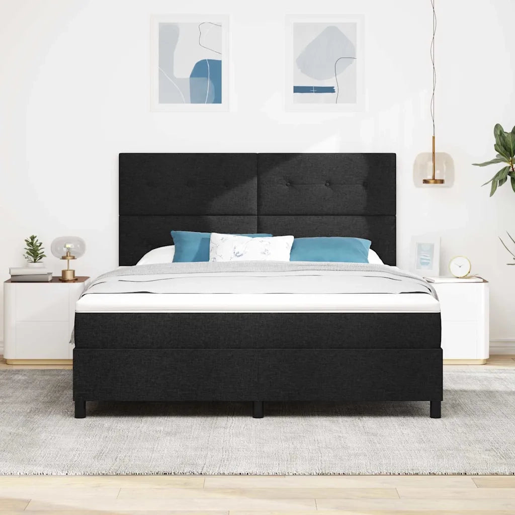 Letto a molle con materasso con led Nero 180 x 200 cm Tessuto