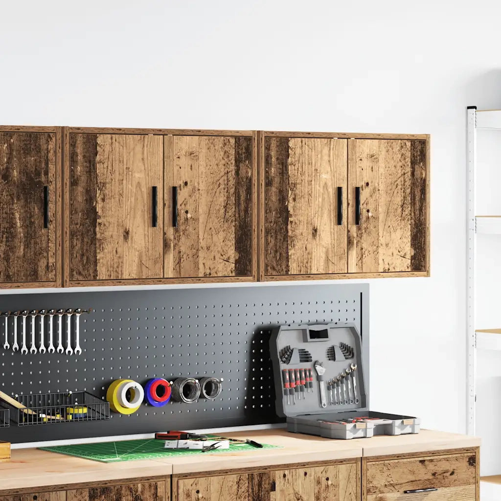 Pensili per Garage 2 pz Legno Antico in Legno Multistrato 860658