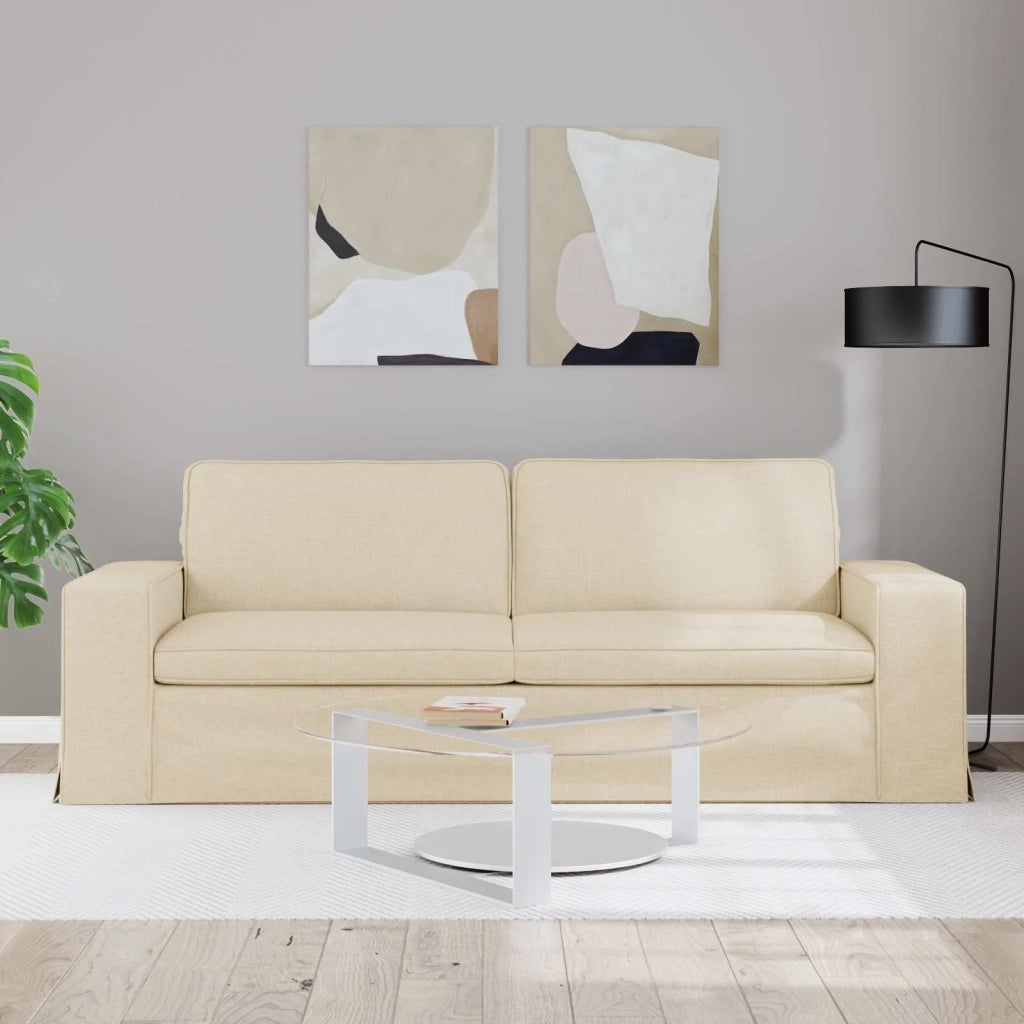 Divano Crema 222 x 80 x 82 cm Tessuto