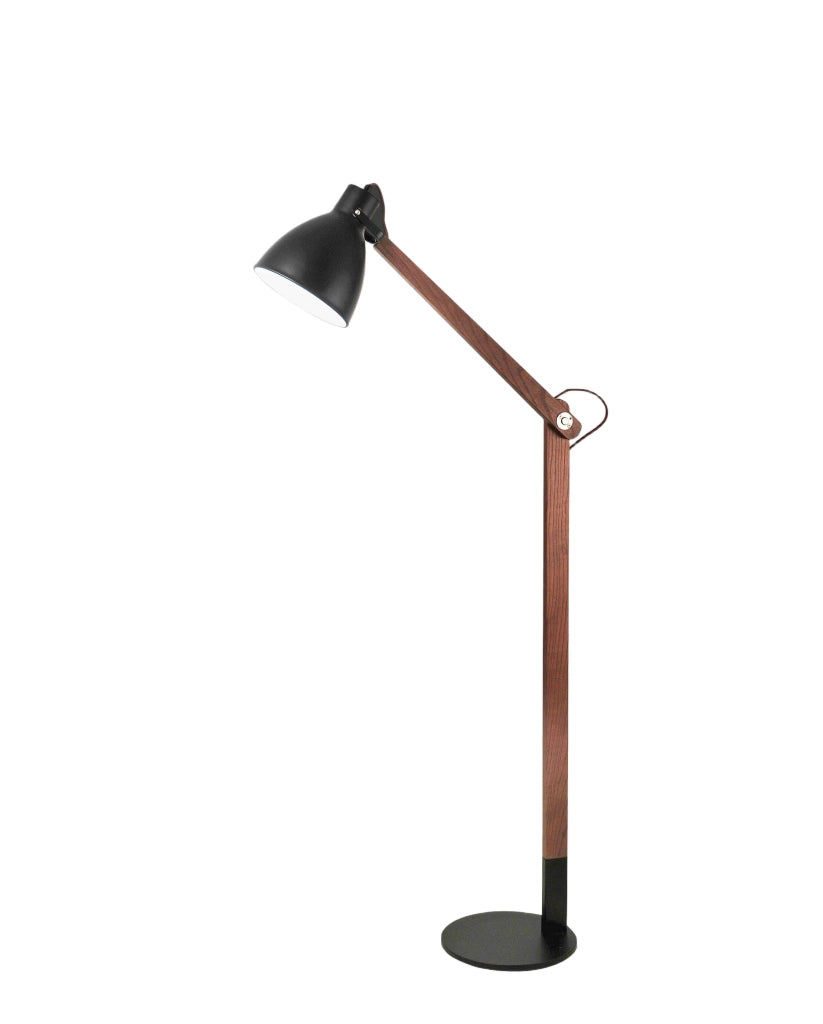Lampada da terra Sveva in metallo e legno noce, altezza regolabile 180cm, attacco E27, design moderno ed elegante per illuminazione d'interni