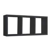 Mensola da Muro a 3 scomparti, Libreria Sospesa, Libreria da Parete, Scaffale da Parete, Nero, 70x30 p15,5 cm - Made in Italy