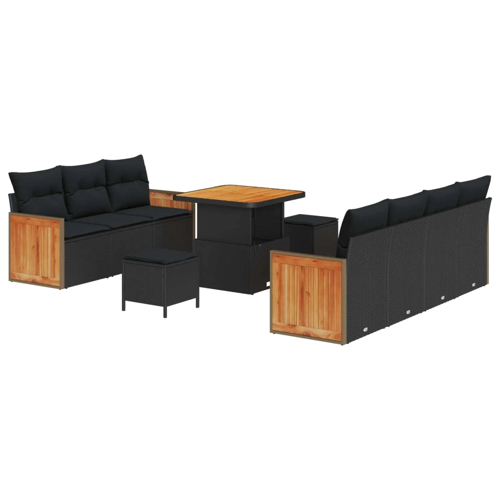 Set Divano da Giardino con cuscino 10 pcs Nero 3363264
