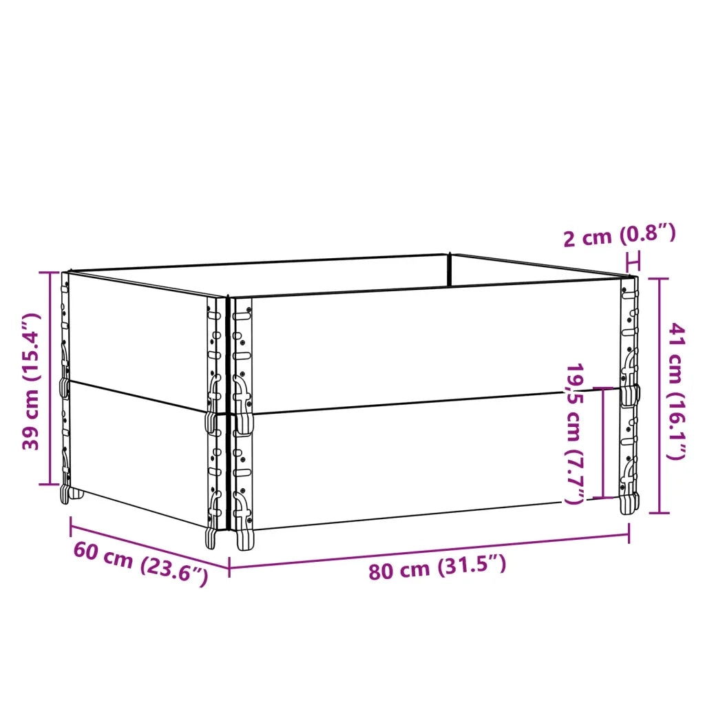Paretali per Pallet 2pz Grigi 80x60cm in Legno Massello di Pino 4010270