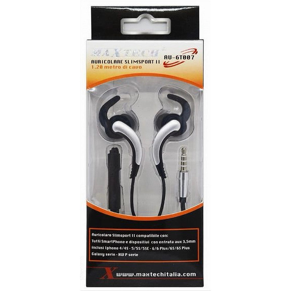 Trade Shop - Auricolari Con Cavo 1.2mt Cuffie Aux3.5mm Orecchio Microfono Smartphone Au-6t007 -
