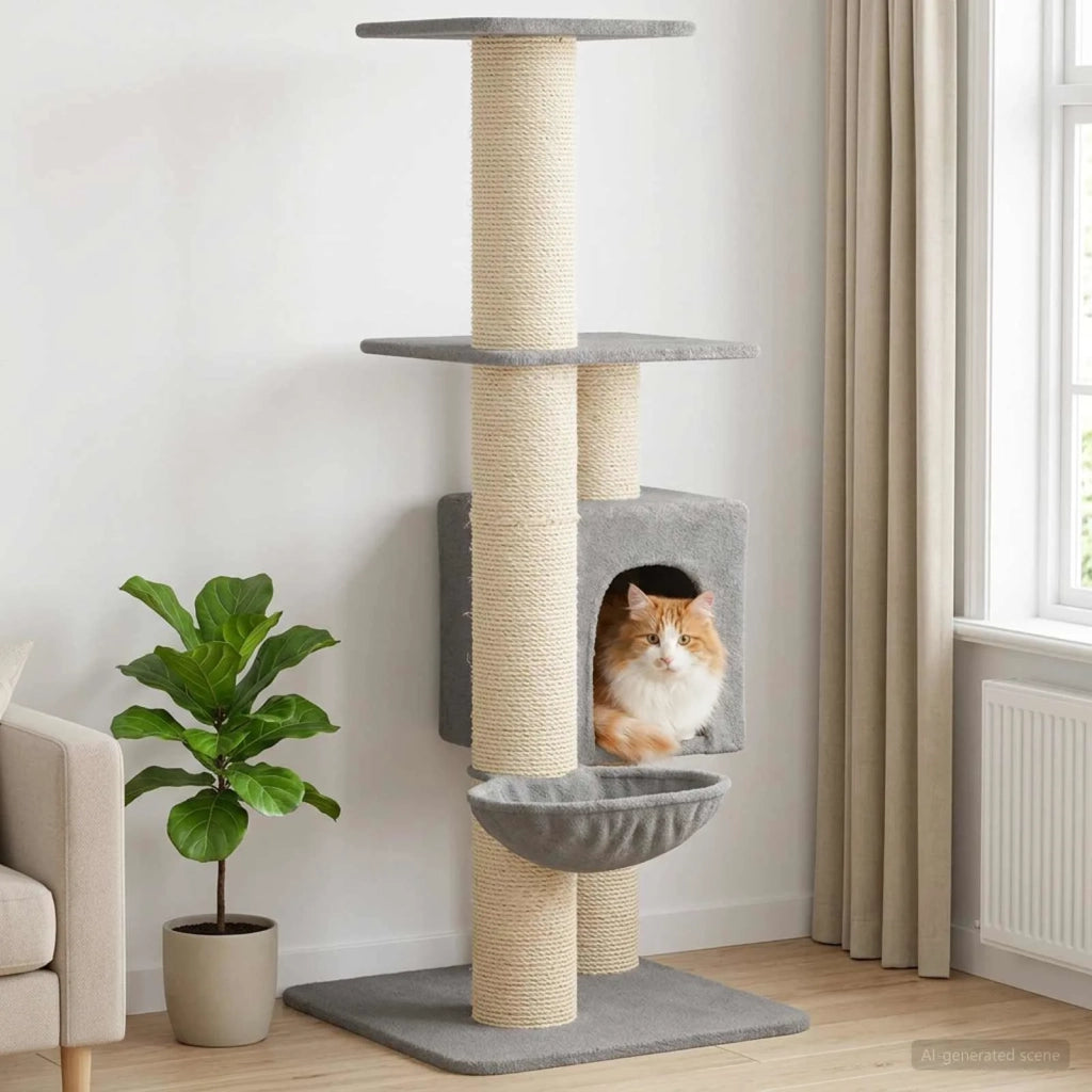 Albero per gatti con pali per graffiare in sisal Grigio Chiaro 42033052