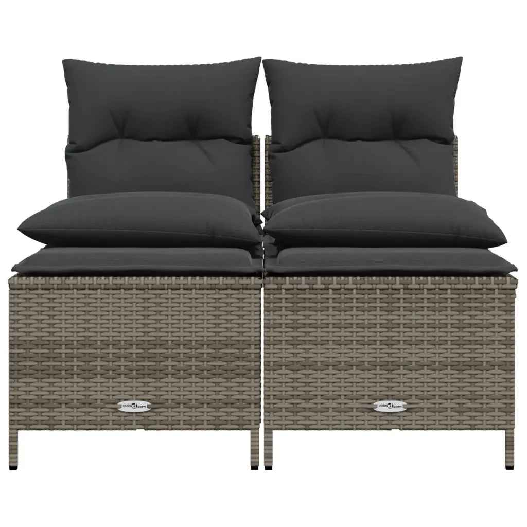 Set Divani da Giardino 4 pz | Set Salotto da Giardino con Cuscini in Polyrattan Grigio