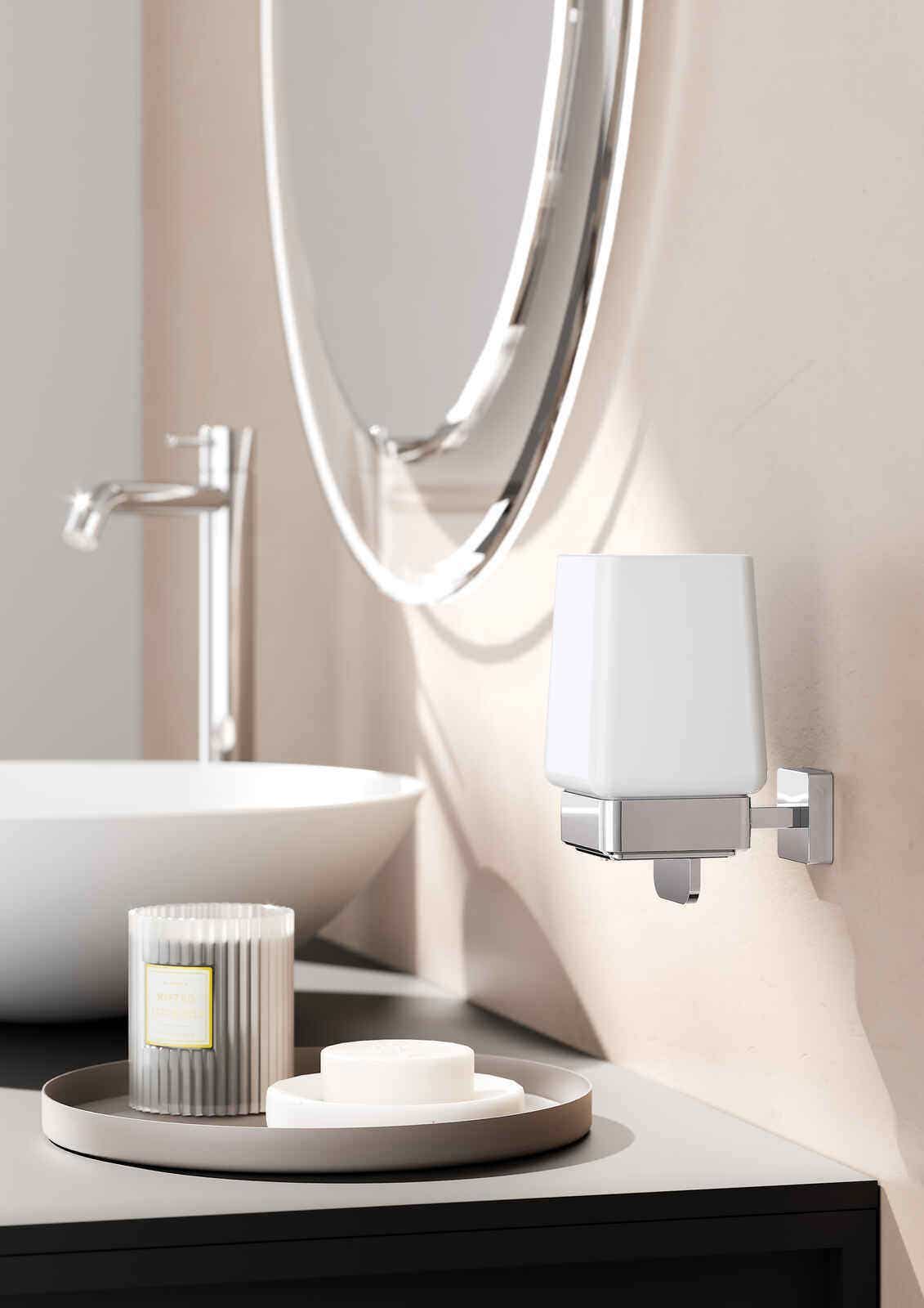 Lineabeta - Dispenser sapone a parete con leva Dado cromo lucido/bianco 150 ml