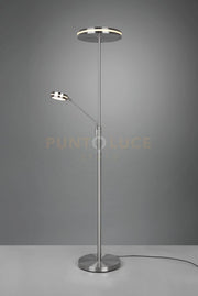 FRANKLIN PIANTANA LED 35W 4100lm- 6,5W 650lm, 2700+3200+4000K CON LAMPADA LETTURA METALLO ACCIAIO CON REGOLAZIONE INTENSITA' TOUCH DIMMER + REGOLAZIONE LUCE CALDA, NATURALE E FREDDA E FUNZIONE MEMORIZZAZIONE H. 180CM