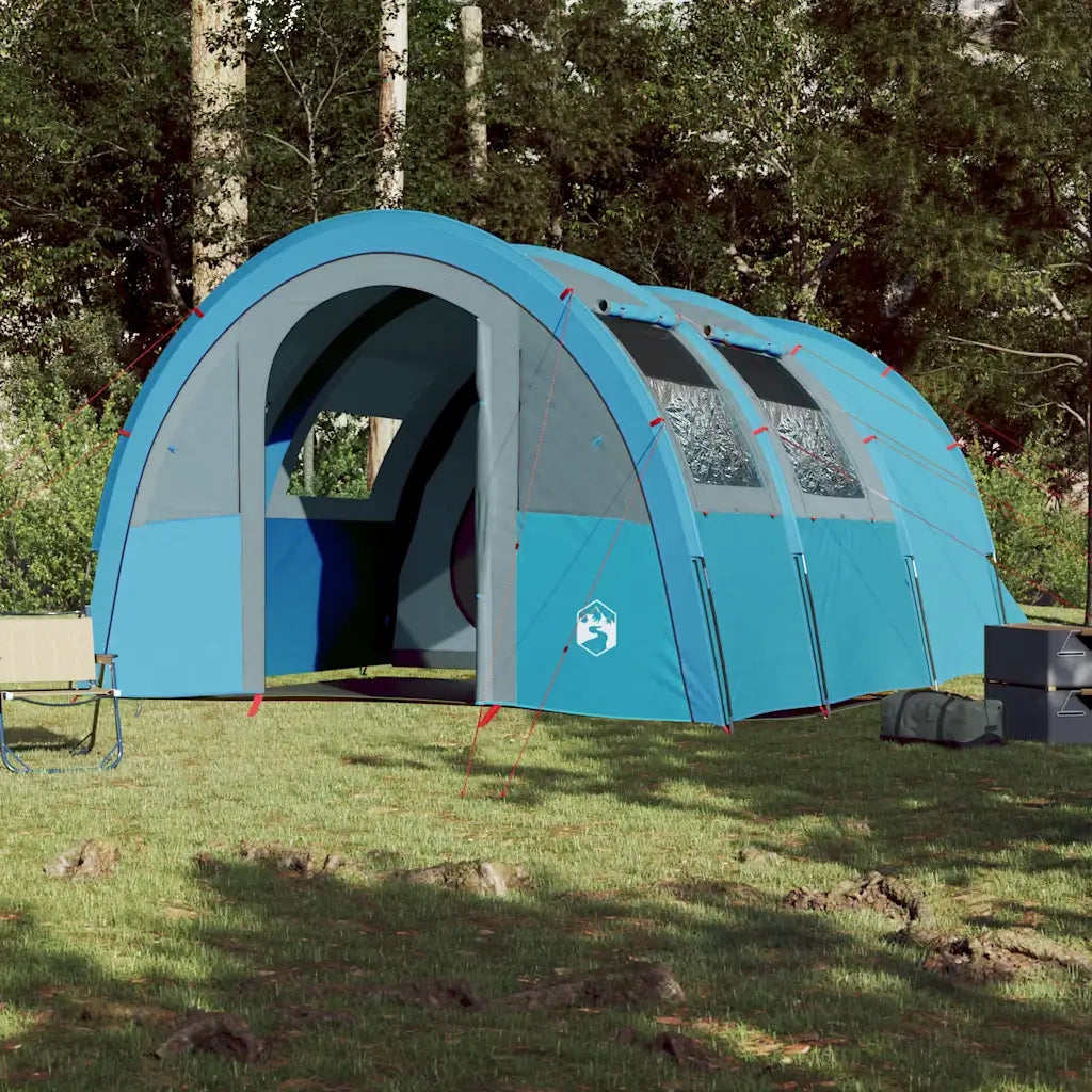 Tenda da Campeggio a Tunnel per 4 Persone-Tenda per Escursionismo Blu Impermeabile 400501