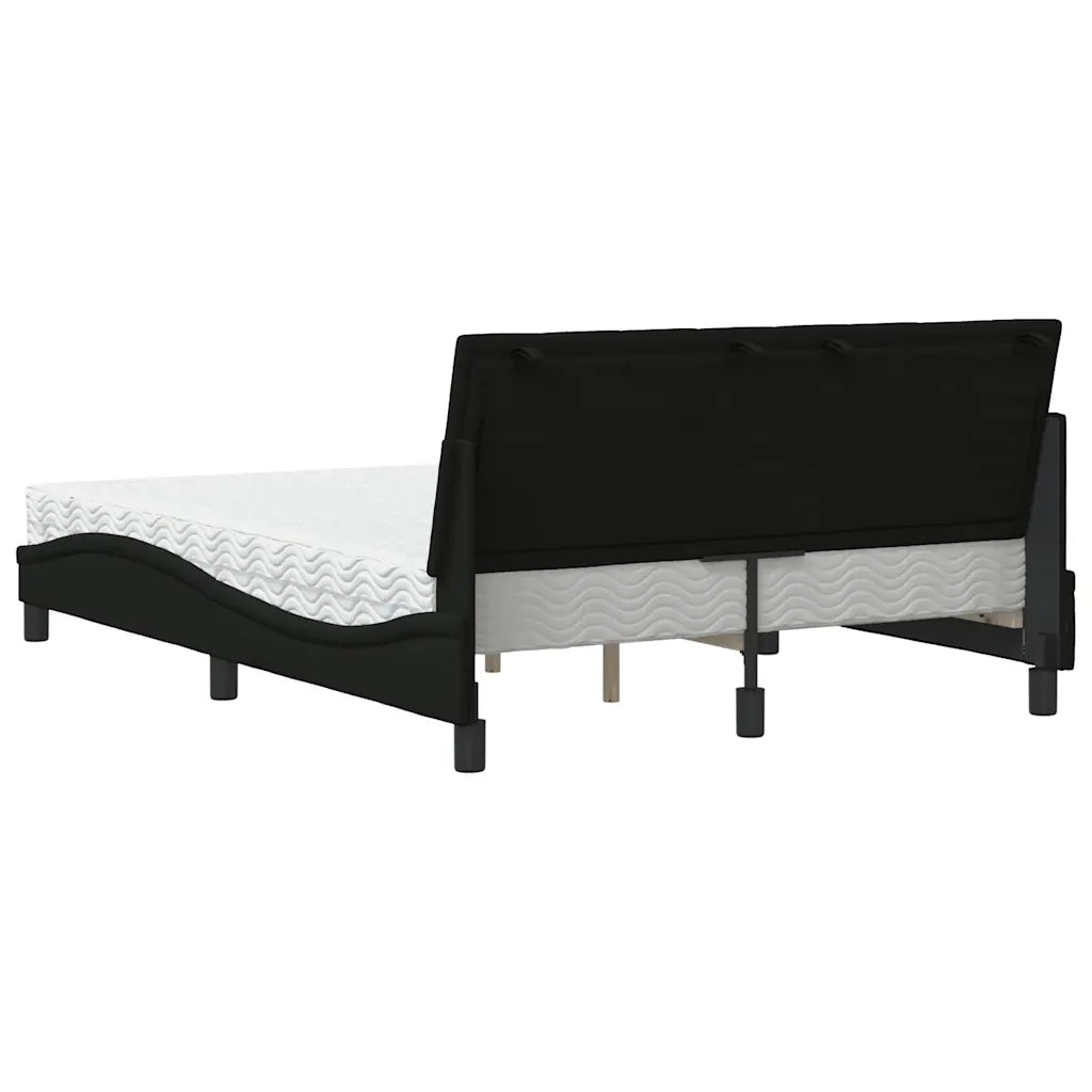 Letto con Materasso Hanko Nero 140x190 cm in Tessuto