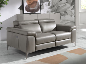 Divano relax a 2 posti in pelle grigio scuro