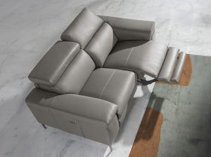 Divano relax a 2 posti in pelle grigio scuro