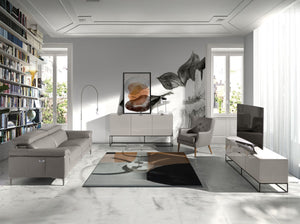 Divano relax a 2 posti in pelle grigio scuro