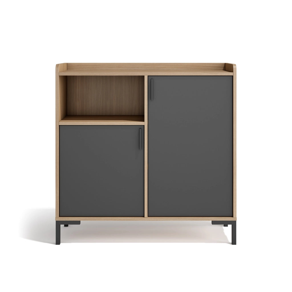 Credenza d’ingresso Herdasa effetto noce chiaro e grafite 88×90×33?cm
