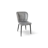PAZZO DESIGN Sedia Simona set da 4 sedie Grigio in velluto e gambe in metallo