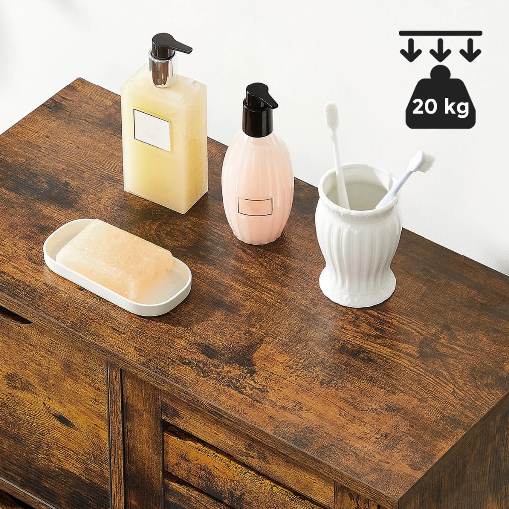Mobiletto Bagno Oskar in Legno Rovere Rustico
