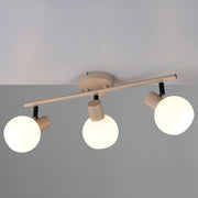 BARRA 3 SPOT E14 BOBA 45CM BEIGE/VETRI BIANCHI