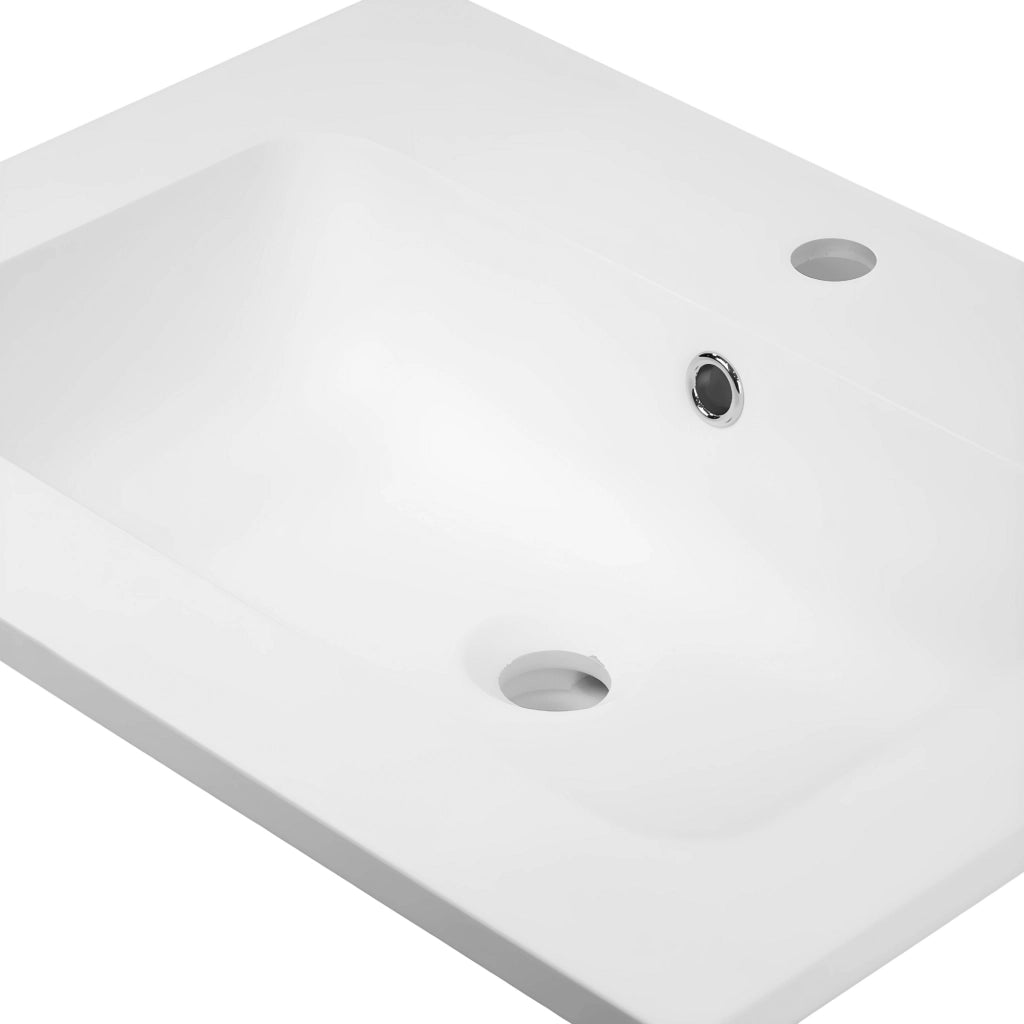 Lavabo ad incasso mineral marmo colore bianco opaco mobile composizione bagno *** misure 81x46 cm, confezione 1