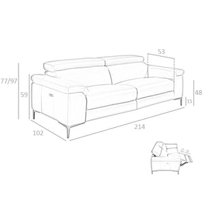 Divano relax a 3 posti in pelle grigio scuro