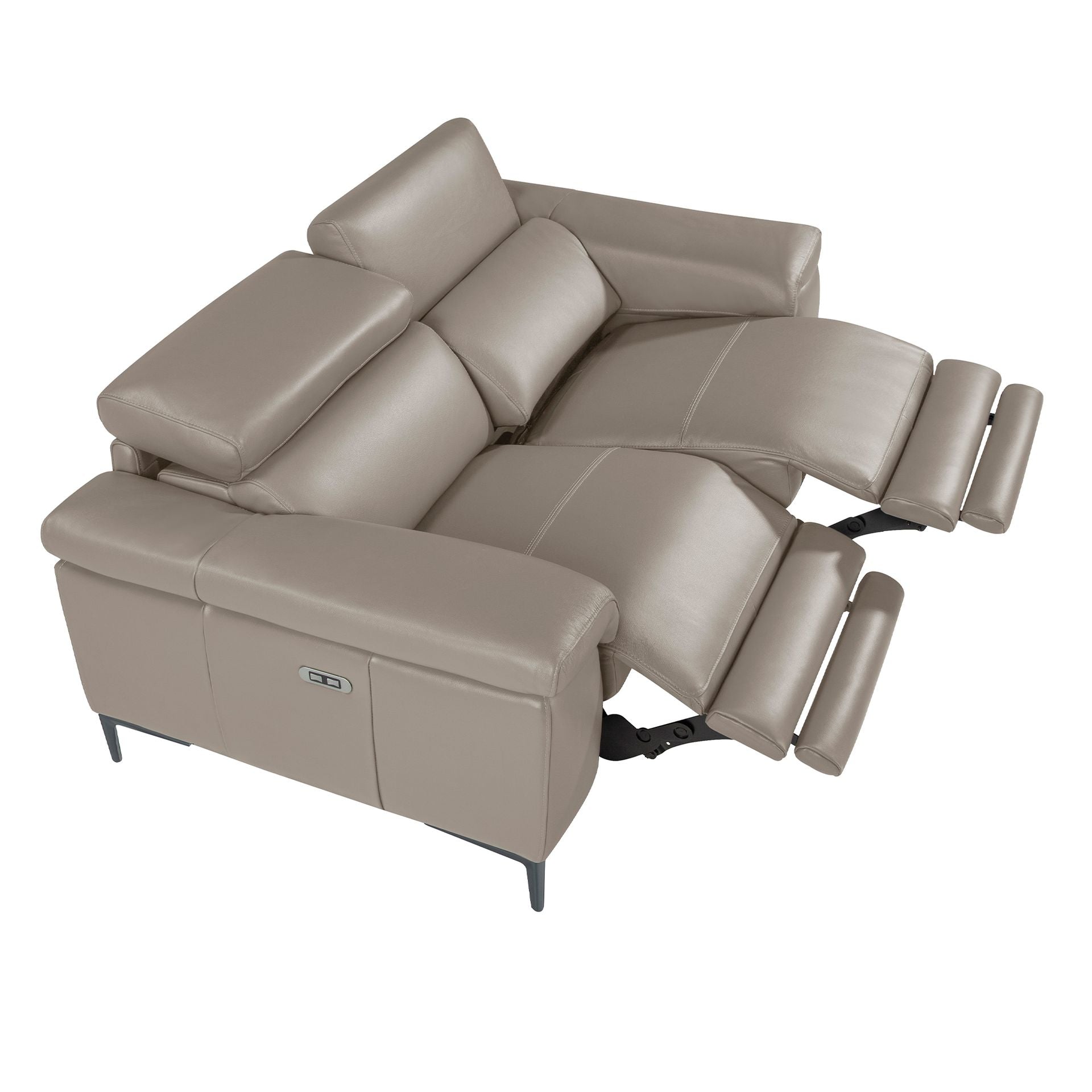 Divano relax a 3 posti in pelle grigio scuro