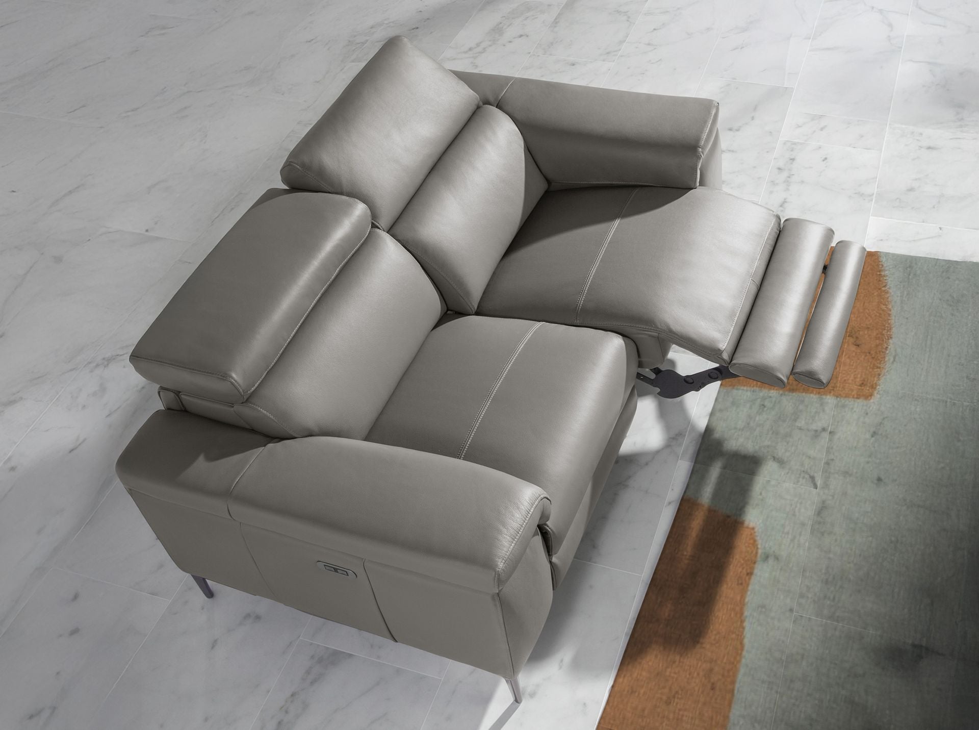 Divano relax a 3 posti in pelle grigio scuro