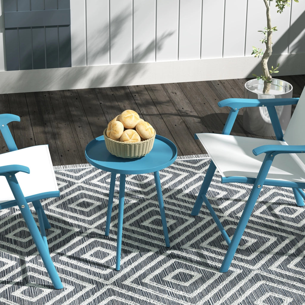 Tavolino da esterno rotondo in metallo ¨C zephmum ¨C ?40x50 cm blu