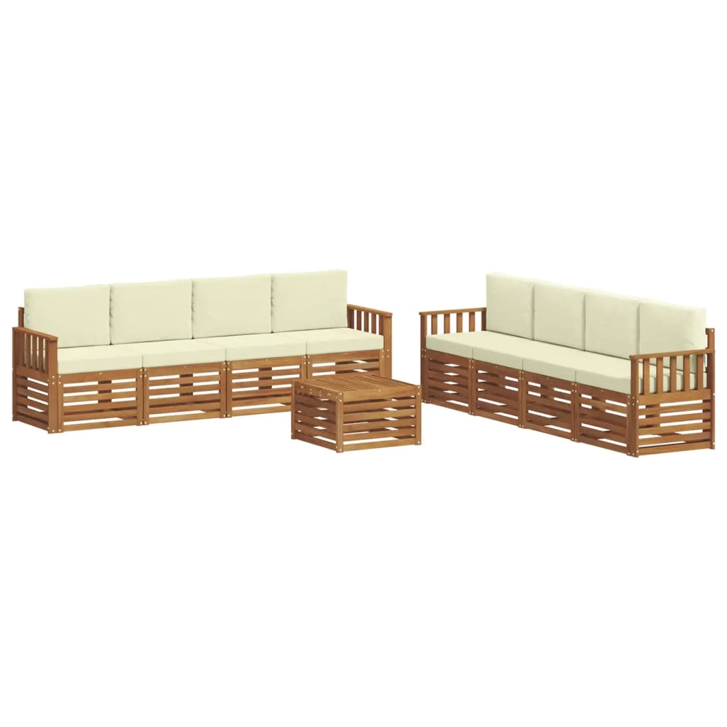 Set divani 9 pcs Naturale e Crema Legno di Acacia Massello 3374560