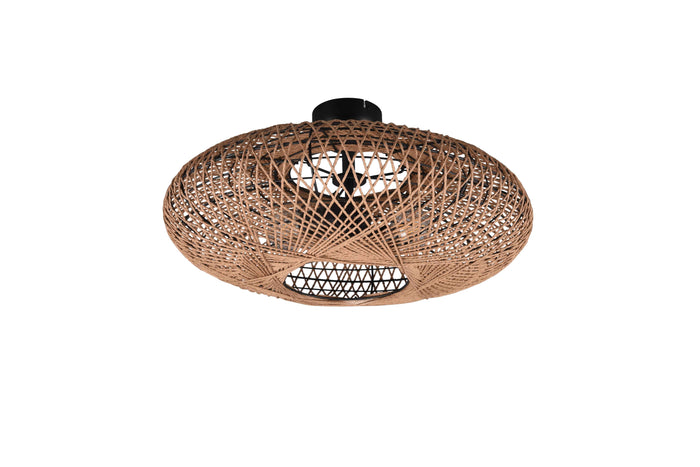 Plafoniera LED, metallo e sisal, nero, D 52 cm, Hedda