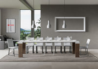 Consolle Allungabile 90-300x40x77 cm in Nobilitato Bianco e Noce