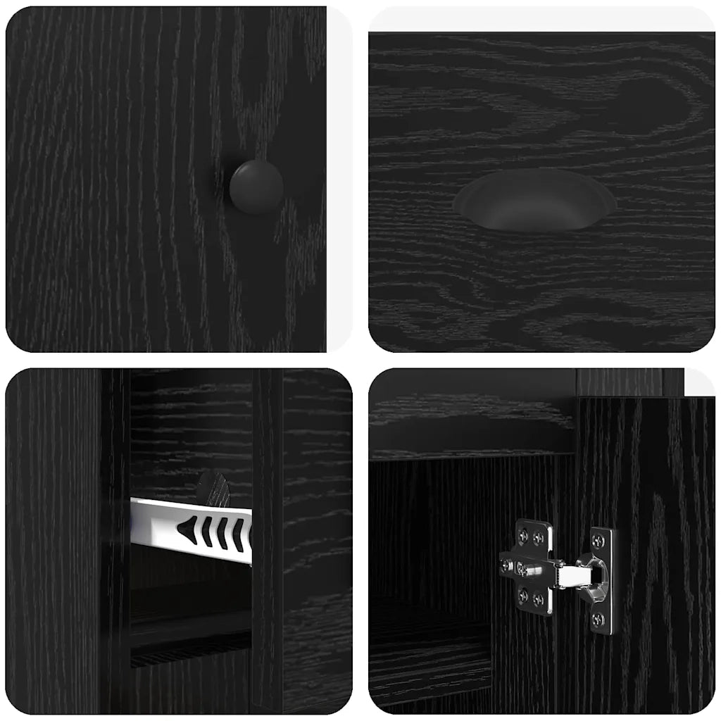Credenza-Buffet-Armadio da cucina Rovere Nero 70 x 35,5 x 67,5 cm Legno multistrato 727258