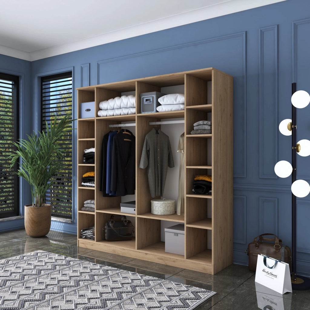 Armadio Camera da Letto Postua, Guardaroba Grande Appendiabiti, 180x191h cm Bianco