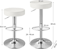 2 Sgabelli Regolabile in Altezza in Finta Pelle 63-84,5 cm, Sgabello Cucina Girevole con Poggiapiedi e Base Antiscivolo, Sedia Portata 115 kg per Sala da Pranzo e Penisola Cucina