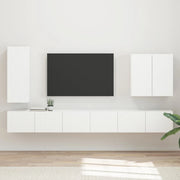 Set di Mobiletto da TV a Parete Montaggio a parete 6 pcs Bianco