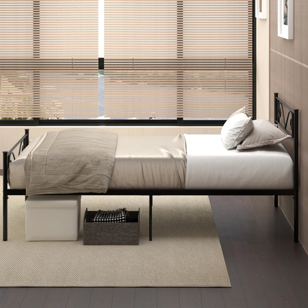 Letto Singolo in Metallo con Testiera a Farfalla ¨C Zephmum ¨C Nero 90x190x100 cm
