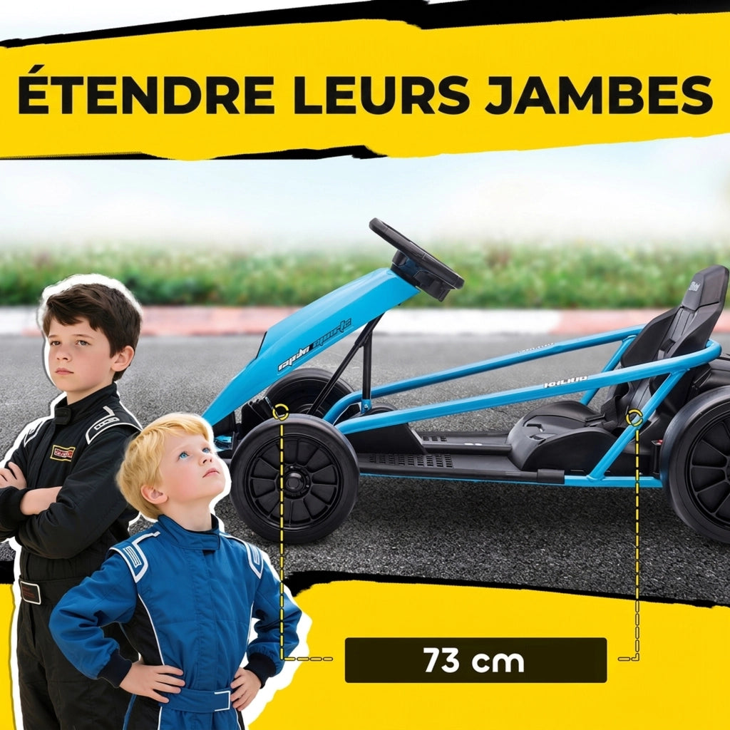Kart Électrique pour Enfants 24 V Go Kart Mode Drift 8 à 12 ans Bleu