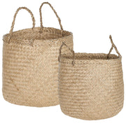 Set di 2 cestini in seagrass naturale con manici intrecciati a mano Decorazione di accessori per la casa in stile bohémien