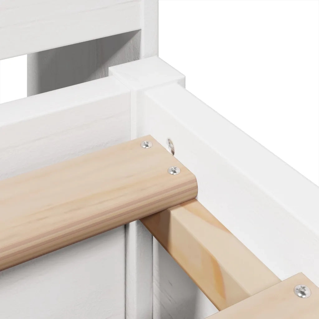 Letto senza Materasso Bianco 135x190 cm Legno Massello di Pino