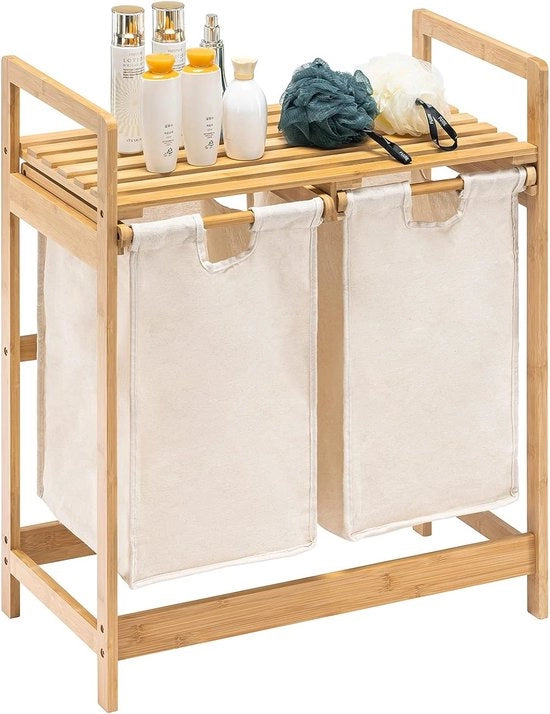 Asciugamano con Struttura in Bambù - Bianco - 2 Asciugamani Riscaldabili - 73 x 64 x 33 cm