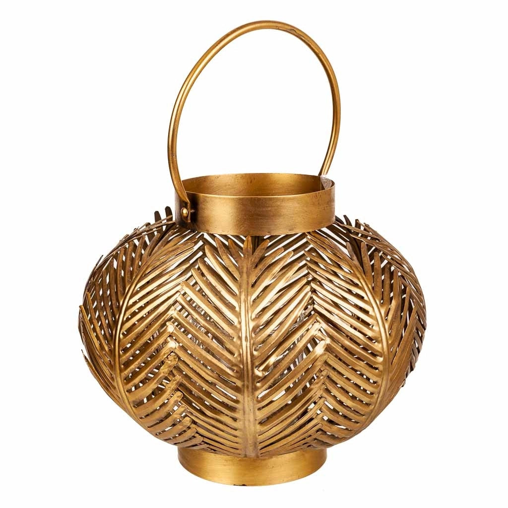 Portacandele in metallo dorato 34x34x27h