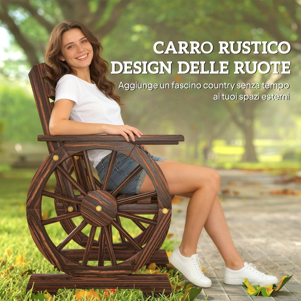 Panca da Giardino 66x55x90 cm Sedia Design Carro in Legno Massello Marrone