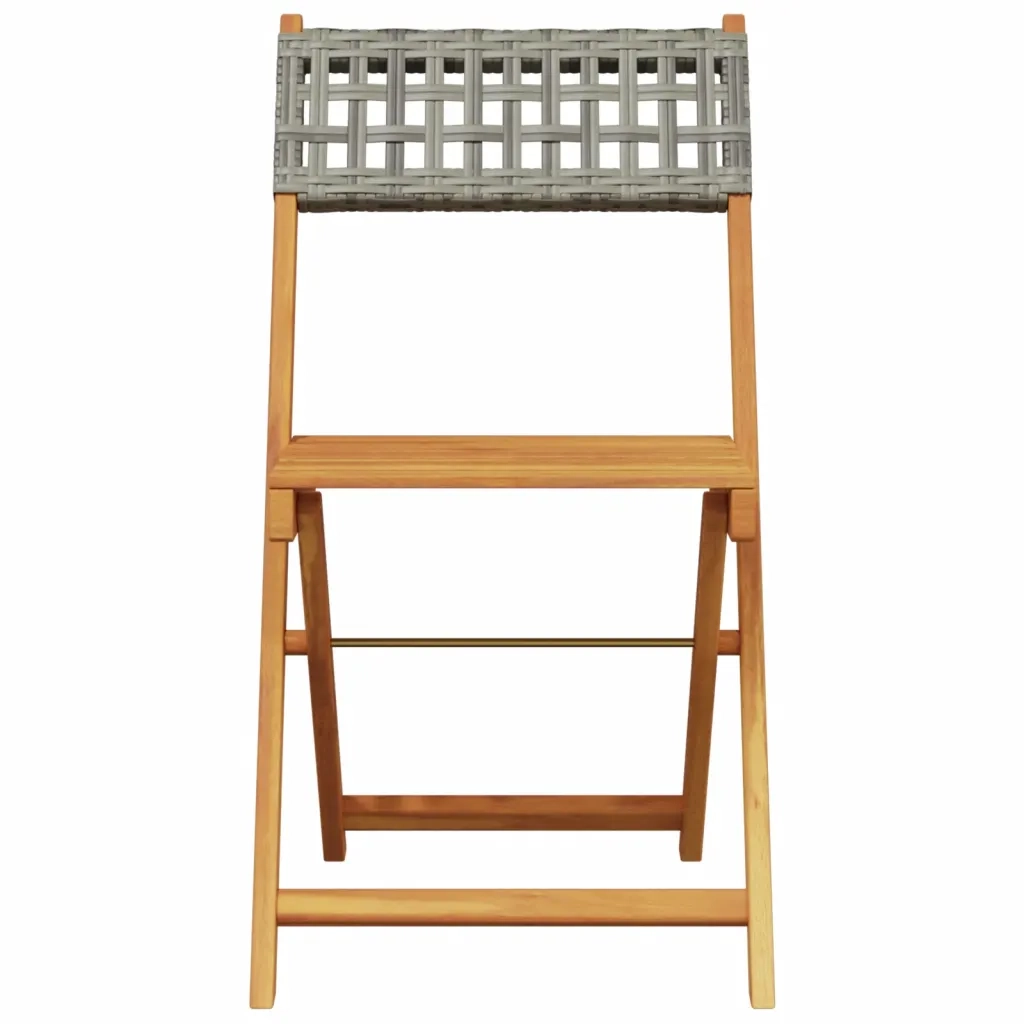 Set Pranzo da Giardino 5pz Grigio Polyrattan e Legno Massello