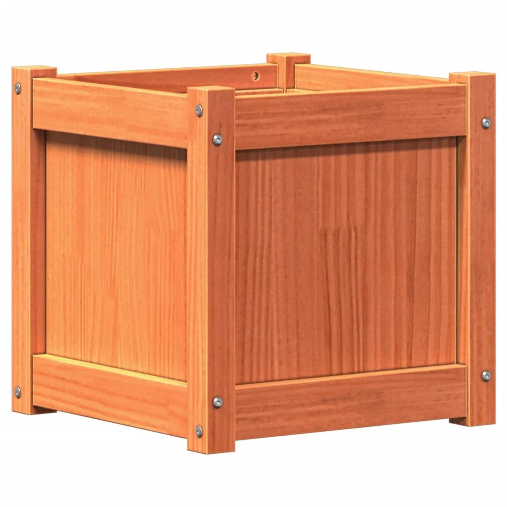 Fioriera rialzata per piante fiori terrazza giardino finitura a cera 40 x 40 x 40 cm legno di pino massiccio marrone 02_0038453