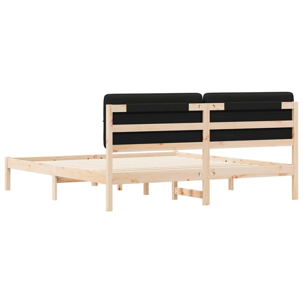Letto con Testiera Rivestita Nero 200 x 200 cm Pino massello 3405569
