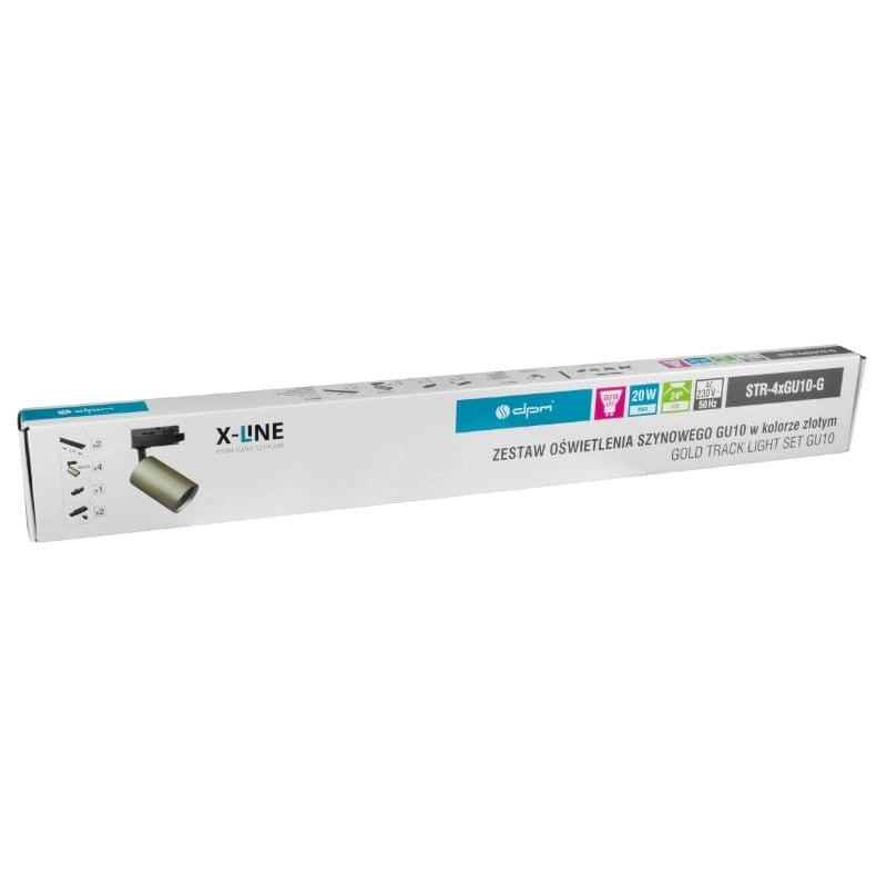 Kit binario monofase X-Line 2x1m 4 faretti GU10 oro DPM